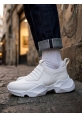 Tugerdi Beyaz Bağcıksız Rahat Hafif Yüksek Taban Erkek Spor Yarım Bilek Bot TGE230552
