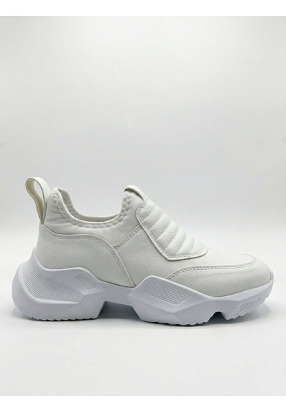 Tugerdi Beyaz Bağcıksız Rahat Hafif Yüksek Taban Erkek Spor Yarım Bilek Bot TGE230552