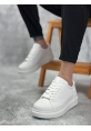 Tugerdi Beyaz Kalın Tırtık Yüksek Hafif Taban Bağcıklı Erkek Spor Ayakkabı TGE230573