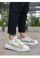 Tugerdi Beyaz Krem Kalın Yüksek Taban Bağcıklı Hafif Taban Tarz Spor Erkek Ayakkabı TGE230573