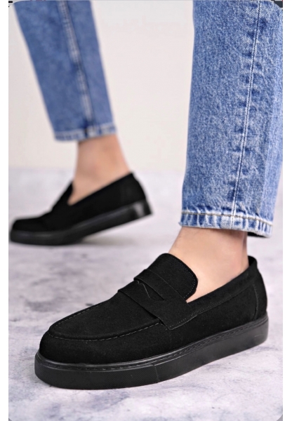 TGE0580 Bağcıksız Kuşaklı Yüksek Süet Siyah Taban Erkek Ayakkabı