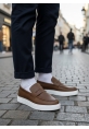 TGE0580 Bağcıksız Kuşaklı Yüksek Taban Taba Cilt Erkek Ayakkabı
