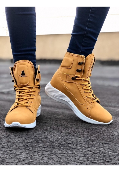 Tugerdi Camel Sarı Kısa Boksör Bağcıklı Hafif Taban Unisex Spor Postal Bot TGER230936789