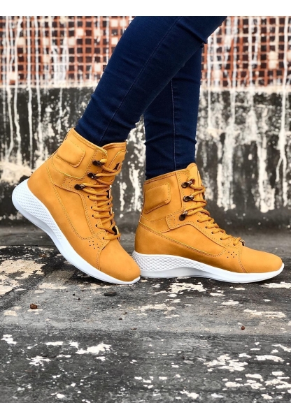 Tugerdi Camel Sarı Kısa Boksör Bağcıklı Hafif Taban Unisex Spor Postal Bot TGER230936789