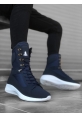 Tugerdi Bağcıklı Lacivert Cilt Deri Yüksek Taban Boksör Unisex Spor Postal Bot TGE230750