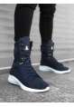 Tugerdi Bağcıklı Lacivert Cilt Deri Yüksek Taban Boksör Unisex Spor Postal Bot TGE230750