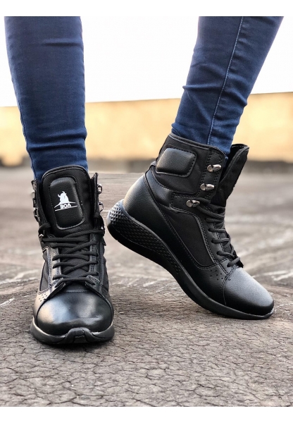 Tugerdi Siyah Boksör Siyah Hafif Taban Bağcıklı Unisex Spor Postal Bot TGER230936789