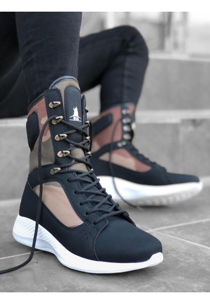 Tugerdi Siyah Kamuflaj Boksör Bağcıklı Hafif Taban Unisex Spor Postal Bot TGER230936789