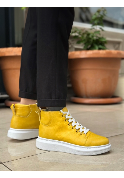 Tugerdi Sarı Bağcıklı Yüksek Hafif Beyaz Taban Tarz Erkek Spor Bot TGE230863 