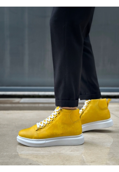 Tugerdi Sarı Bağcıklı Yüksek Hafif Beyaz Taban Tarz Erkek Spor Bot TGE230863 