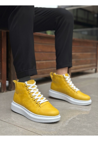 Tugerdi Sarı Bağcıklı Yüksek Hafif Beyaz Taban Tarz Erkek Spor Bot TGE230863 