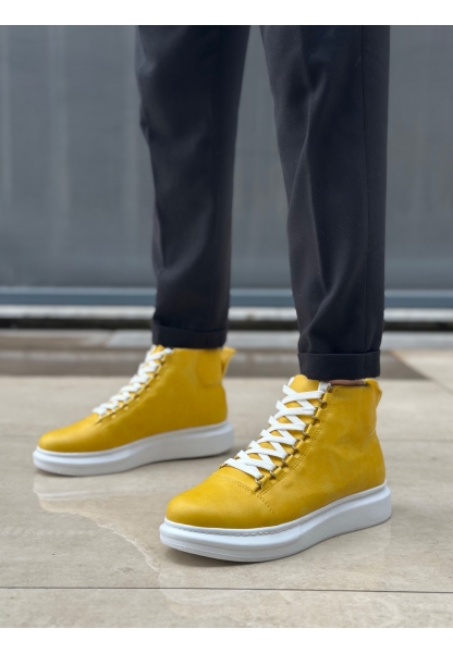 Tugerdi Sarı Bağcıklı Yüksek Hafif Beyaz Taban Tarz Erkek Spor Bot TGE230863 