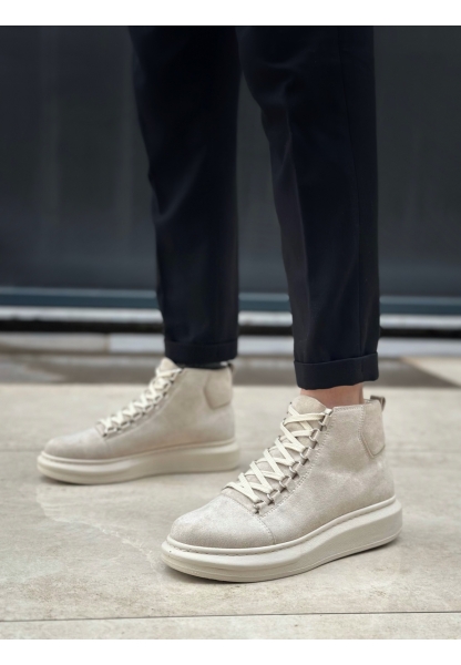 Tugerdi Bej Süet Bağcıklı Yüksek Hafif Taban Tarz Erkek Spor Bot TGE230863 