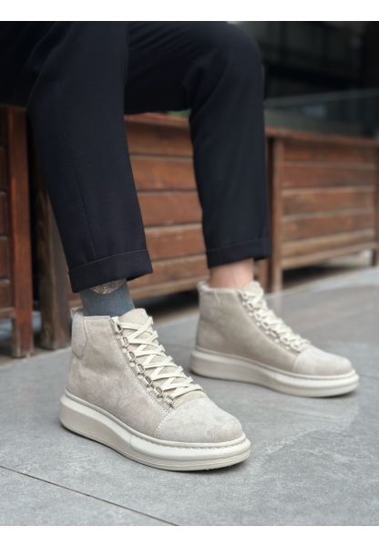 Tugerdi Bej Süet Bağcıklı Yüksek Hafif Taban Tarz Erkek Spor Bot TGE230863 