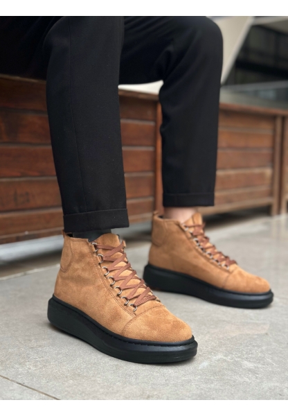 Tugerdi Taba Süet Bağcıklı Siyah Hafif Taban Tarz Erkek Spor Bot TGE230863 