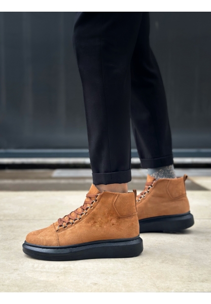 Tugerdi Taba Süet Bağcıklı Siyah Hafif Taban Tarz Erkek Spor Bot TGE230863 