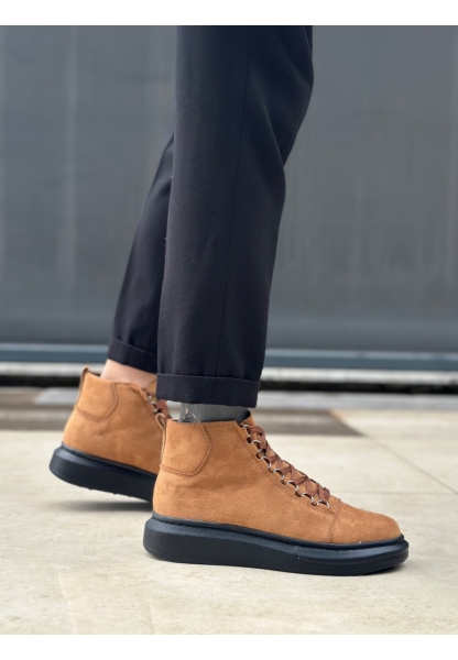 Tugerdi Taba Süet Bağcıklı Siyah Hafif Taban Tarz Erkek Spor Bot TGE230863 