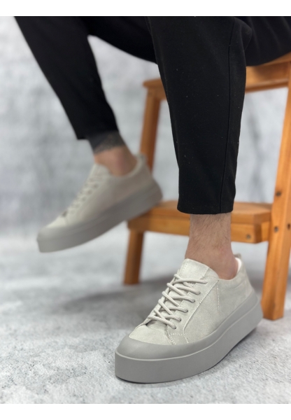 Tugerdi Gri Süet Özel Termo Taban Bağcıklı Günlük Erkek Ayakkabı TGE230650