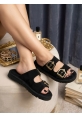 Yazlık Kadın Siyah İnce Taban Tokalı Terlik