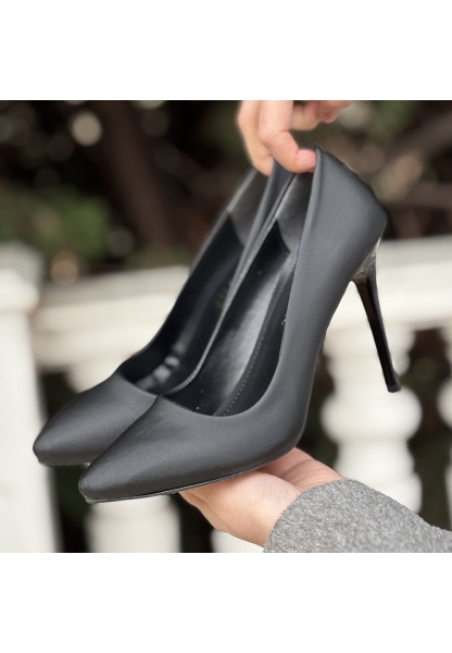 Tugerdi Siyah Saten Jurdan Taban Stiletto Kadın Ayakkabı TGY24350021447