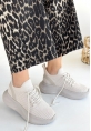 TGE Shoes Jindy Bej Triko Bağcıklı Spor  Ayakkabı