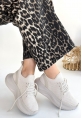 TGE Shoes Jindy Bej Triko Bağcıklı Spor  Ayakkabı