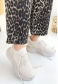 TGE Shoes Jindy Bej Triko Bağcıklı Spor  Ayakkabı