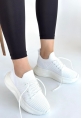 TGE Shoes Jindy Beyaz Triko Bağcıklı Spor  Ayakkabı
