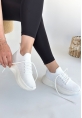 TGE Shoes Jindy Beyaz Triko Bağcıklı Spor  Ayakkabı