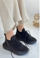 TGE Shoes Jindy Siyah Triko Bağcıklı Spor  Ayakkabı