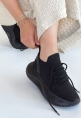 TGE Shoes Jindy Siyah Triko Bağcıklı Spor  Ayakkabı