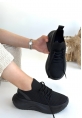 TGE Shoes Jindy Siyah Triko Bağcıklı Spor  Ayakkabı