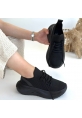 TGE Shoes Jindy Siyah Triko Bağcıklı Spor  Ayakkabı