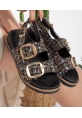 TGE Shoes Olira Siyah Simli Kemerli Sandalet